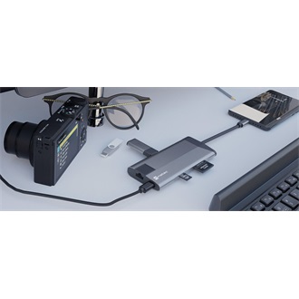 USB-C MULTIPORT ADAPTER 8 AZ 1-BEN NATEC FOWLER PLUS HUB USB 3.0 3X, HDMI 4K, USB-C PD, RJ45, SD, MICRO