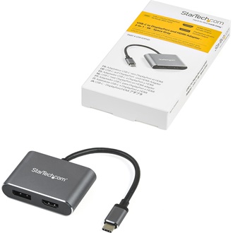 StarTech Multiport  USB-C / Thunderbolt -> HDMI 2.0 DisplayPort 1.2 M/F adapter 0.15m ezüst