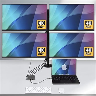 StarTech USB-C -> 4db HDMI 2.0 1db USB-C 1db USB-A 2.0 M/F adapter 0.2m szürke
