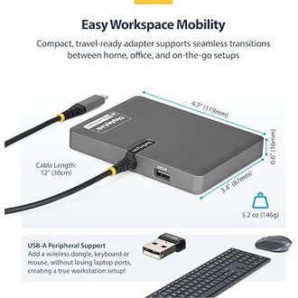 StarTech USB-C -> 4db HDMI 2.0 1db USB-C 1db USB-A 2.0 M/F adapter 0.2m szürke