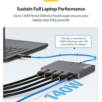 StarTech USB-C -> 4db HDMI 2.0 1db USB-C 1db USB-A 2.0 M/F adapter 0.2m szürke