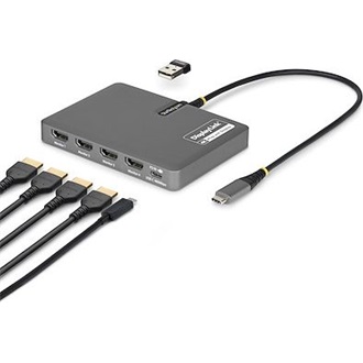 StarTech USB-C -> 4db HDMI 2.0 1db USB-C 1db USB-A 2.0 M/F adapter 0.2m szürke