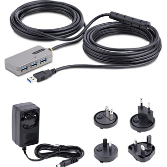 StarTech USB-A 3.0 -> 3db USB-A 3.0 M/F extender 10m fekete-szürke