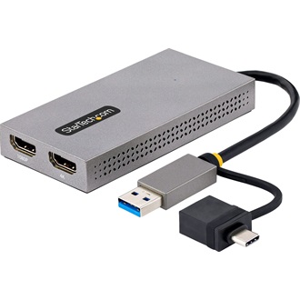 StarTech USB-A 3.0 USB-C -> 2db HDMI 1.4 M/F adapter 0.1m szürke