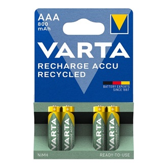VARTA RECHARGE ACCU RECYCLED elem (AAA, 1.2V, 800mAh Ni-MH, újratölthető) 4db/csomag