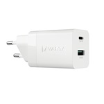 VARTA hálózati töltő USB+Type-C aljzat 38W, PD gyorstöltő 3.0, FEHÉR