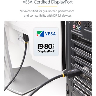 StarTech DisplayPort 2.1 -> DisplayPort 2.1 M/M video kábel 1m fekete