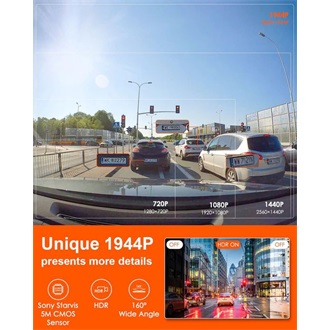 Vantrue Dash Cam - E1 (WiFi+GPS autóskamera, 1944p, HDR, Hangutasítás,512GB MicroSD támogatás,veznélküli távirányító)