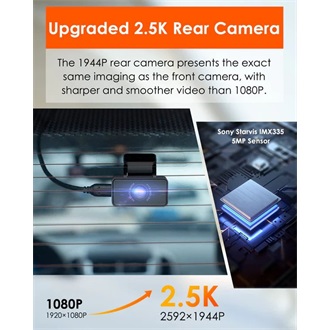Vantrue Dash Cam - E2 (WiFi+GPS autóskamera első + hátsó, 1944p, HDR, 512GB MicroSD támogatás,veznélküli távirányító)