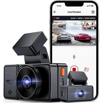 Vantrue Dash Cam - E3 (WiFi+GPS autóskamera első + hátsó+ belső, 1944p+2x1080p, WDR, HDR, 512GB MicroSD támogatás)