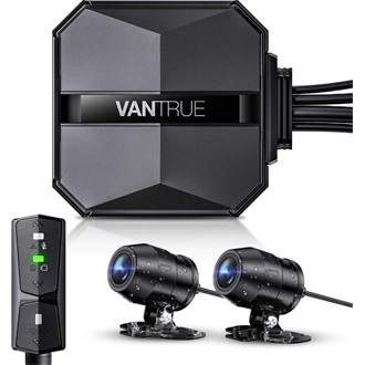 Vantrue Dash Cam - F1 (WiFi+GPS motoros kamera első + hátsó, 4K+ 1080p 30 FPS, WDR+HDR, 512GB MicroSD támogatás, IP67)