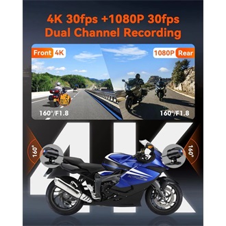 Vantrue Dash Cam - F1 (WiFi+GPS motoros kamera első + hátsó, 4K+ 1080p 30 FPS, WDR+HDR, 512GB MicroSD támogatás, IP67)