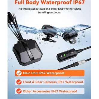 Vantrue Dash Cam - F1 (WiFi+GPS motoros kamera első + hátsó, 4K+ 1080p 30 FPS, WDR+HDR, 512GB MicroSD támogatás, IP67)