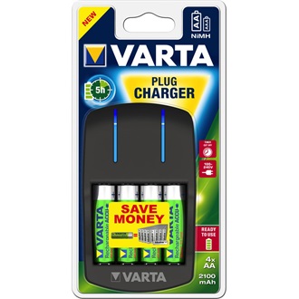 Varta Plug akkutöltő + 4db AA 2100mAh