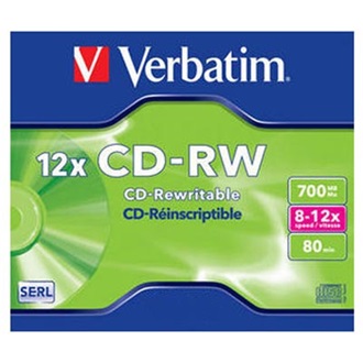 Verbatim CD-RW újraírható CD lemez 700MB normál tok