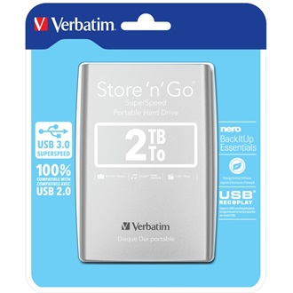 Verbatim Store n Go 2TB USB-A 3.0 2,5" külső HDD ezüst