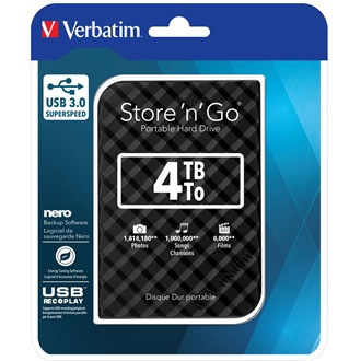 Verbatim Store n Go 4TB USB-A 3.0 2,5" külső HDD fekete