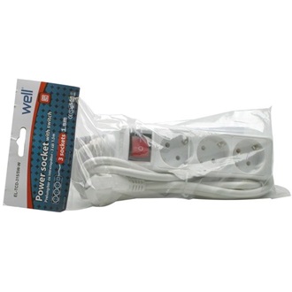 Well villásdugó CEE 7/7 (EU) -> 3db villásdugó CEE 7 (EU) elosztó 1.5m kapcsolóval