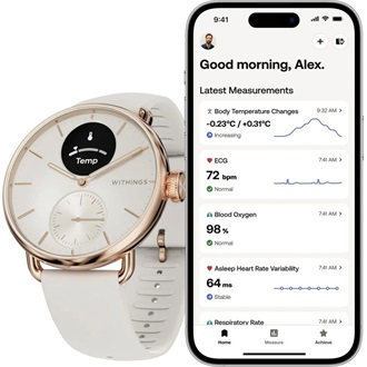 Withings HWA10-model 3 ScanWatch 2 38mm arany okosóra