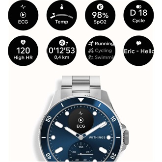 Withings ScanWatch Nova hibrid 42mm kék okosóra