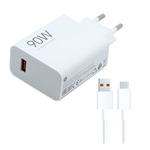 XIAOMI HYPERCHARGE COMBO hálózati töltő USB aljzat 90W, gyorstöltő + Type-C kábel, FEHÉR