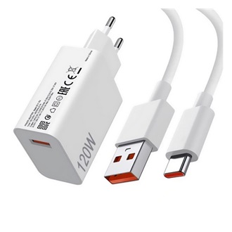XIAOMI MDY-16-EN hálózati töltő USB aljzat 120W, PD gyorstöltő + Type-C kábel, FEHÉR (Gigapack csomagolás)