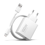 XIAOMI hálózati töltő USB aljzat 100W, PD gyorstöltő + Type-C kábel, FEHÉR