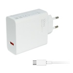 XIAOMI hálózati töltő USB aljzat (120W, PD gyorstöltő 3.0 + Type-C kábel) FEHÉR (Gigapack csomagolás)