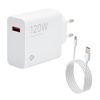 XIAOMI hálózati töltő USB aljzat (120W, PD gyorstöltő + Type-C kábel) FEHÉR (Gigapack csomagolás)