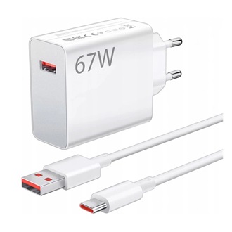XIAOMI hálózati töltő USB aljzat 67W, PD gyorstöltő + Type-C kábel, FEHÉR (Gigapack csomagolás)
