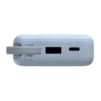 XIAOMI vésztöltő USB+Type-C aljzat 10000mAh, gyorstöltő + fix Type-C kábel, VILÁGOSKÉK