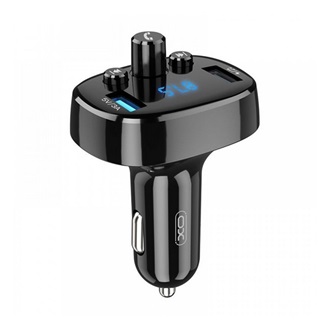 XO BCC02 bluetooth FM transmitter autós töltő 2 USB aljzat v5.0, LED kijelző, FEKETE