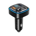 XO BCC08 bluetooth FM transmitter autós töltő 2 USB+Type-C aljzat v5.0, LED kijelző, FEKETE