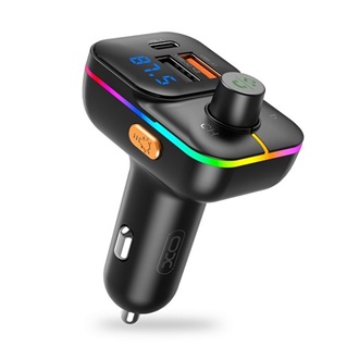 XO BCC09 bluetooth FM transmitter autós töltő 2 USB+Type-C aljzat v5.0, LED kijelző, FEKETE