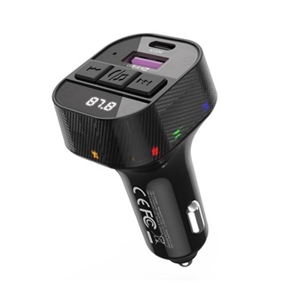 XO BCC17 bluetooth FM transmitter autós töltő USB+Type-C aljzat v5.3, LED kijelző, FEKETE