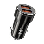 XO CC48 autós töltő 2 USB aljzat (12W, PD gyorstöltő) FEKETE