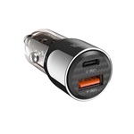 XO CC58 autós töltő USB+Type-C aljzat (95W, PD gyorstöltő) FEKETE