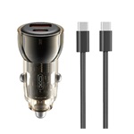 XO CC60 autós töltő USB+Type-C aljzat (60W, PD gyorstöltő + Type-C kábel) FEKETE