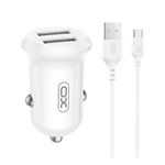 XO CC67 autós töltő 2 USB aljzat (12W, PD gyorstöltő + Type-C kábel) FEHÉR