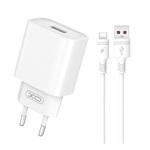 XO CE02D hálózati töltő Type-C aljzat (18W, PD gyorstöltő + Type-C kábel) FEHÉR