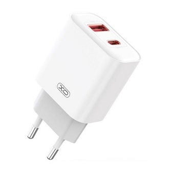 XO CE12 hálózati töltő USB+Type-C aljzat (20W, PD gyorstöltő) FEHÉR