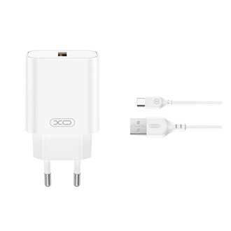XO CE33 hálózati töltő USB aljzat (18W, gyorstöltő 3.0 + Type-C kábel) FEHÉR