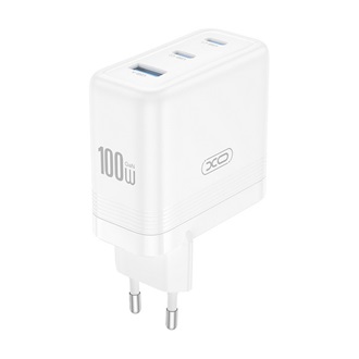 XO CE35 hálózati töltő USB+2 Type-C aljzat (100W, PD gyorstöltő 3.0) FEHÉR