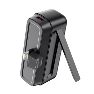 XO PR244 vésztöltő lightning aljzat (5000mAh, 20W, gyorstöltő, kitámasztó, LED jelzés) FEKETE