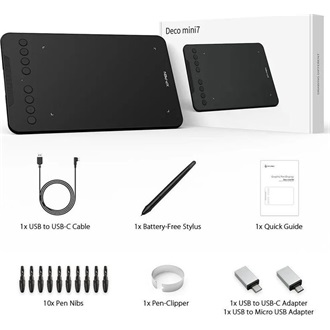 XP-PEN Deco mini 7 V2 digitalizáló rajztábla fekete