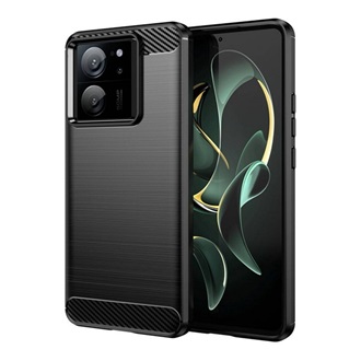 Xiaomi 13T Pro Gigapack szilikon telefonvédő ütésállóság, karbon minta, FEKETE