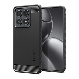 Xiaomi 14T Pro SPIGEN RUGGED ARMOR szilikon telefonvédő ütésállóság, karbon minta, FEKETE