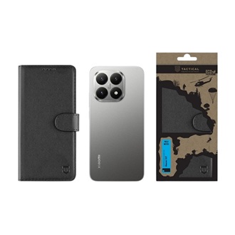 Xiaomi 15T TACTICAL FIELD NOTES tok álló, bőr hatású FLIP, prémium, FEKETE