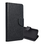 Xiaomi 15 GIGAPACK Tok álló, bőr hatású FLIP, textil hatás, FEKETE