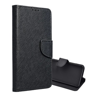 Xiaomi 15 GIGAPACK Tok álló, bőr hatású FLIP, textil hatás, FEKETE